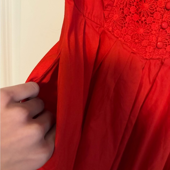 Free People Vibrant Red Ruffled Mini Dress - Picture 4 of 5